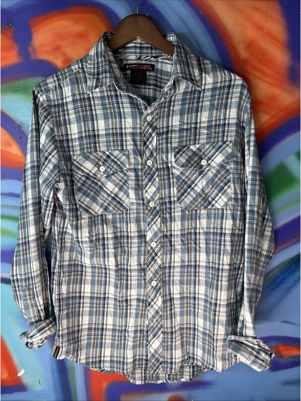 Tony Hawk  Men's Plaid Button-Up Shirt Size Small